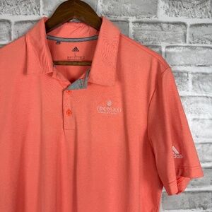 Adidas Golf x Pinewood CC Salmon Pink Performance Golf Polo Mens LARGE Stretch